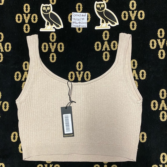 Oatmeal OVO Ribbed Knit Cropped Tank (XL) - Picture 6 of 9
